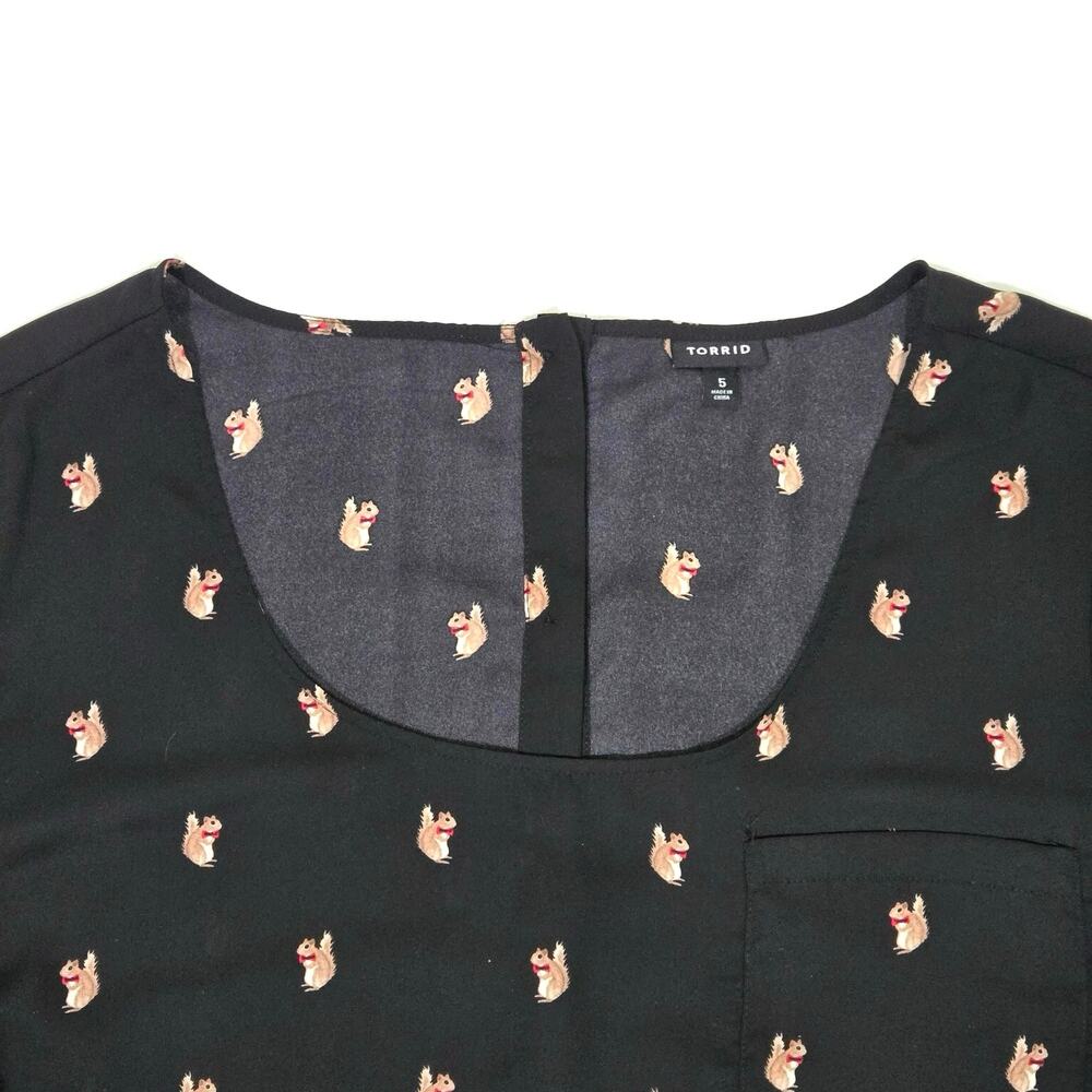 Torrid Black Top With Squirrel Pattern. Size 5 - image 4